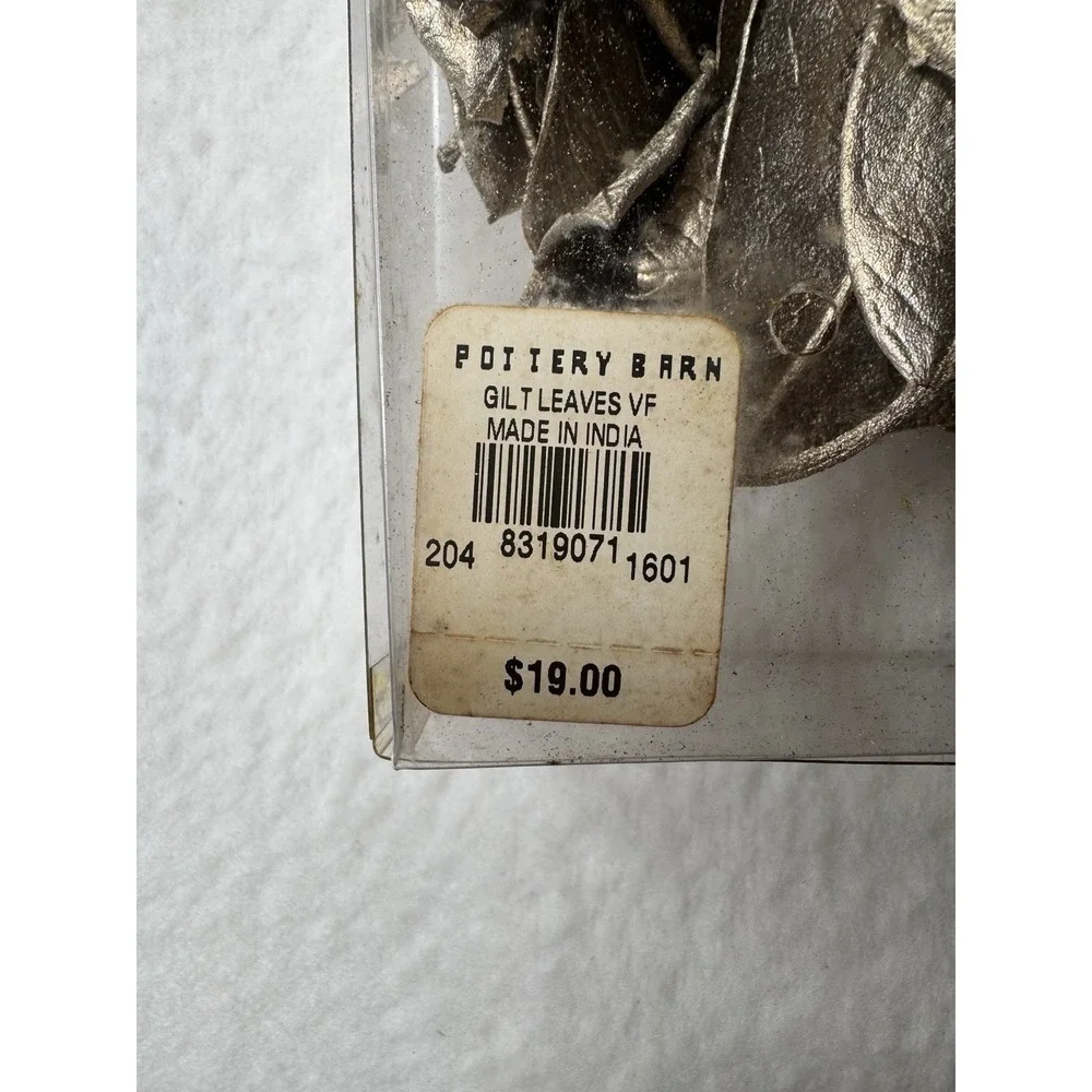 NEW Pottery Barn Gilt Leaves Potpourri Gold Metallic Fall Decor Vase Filler
